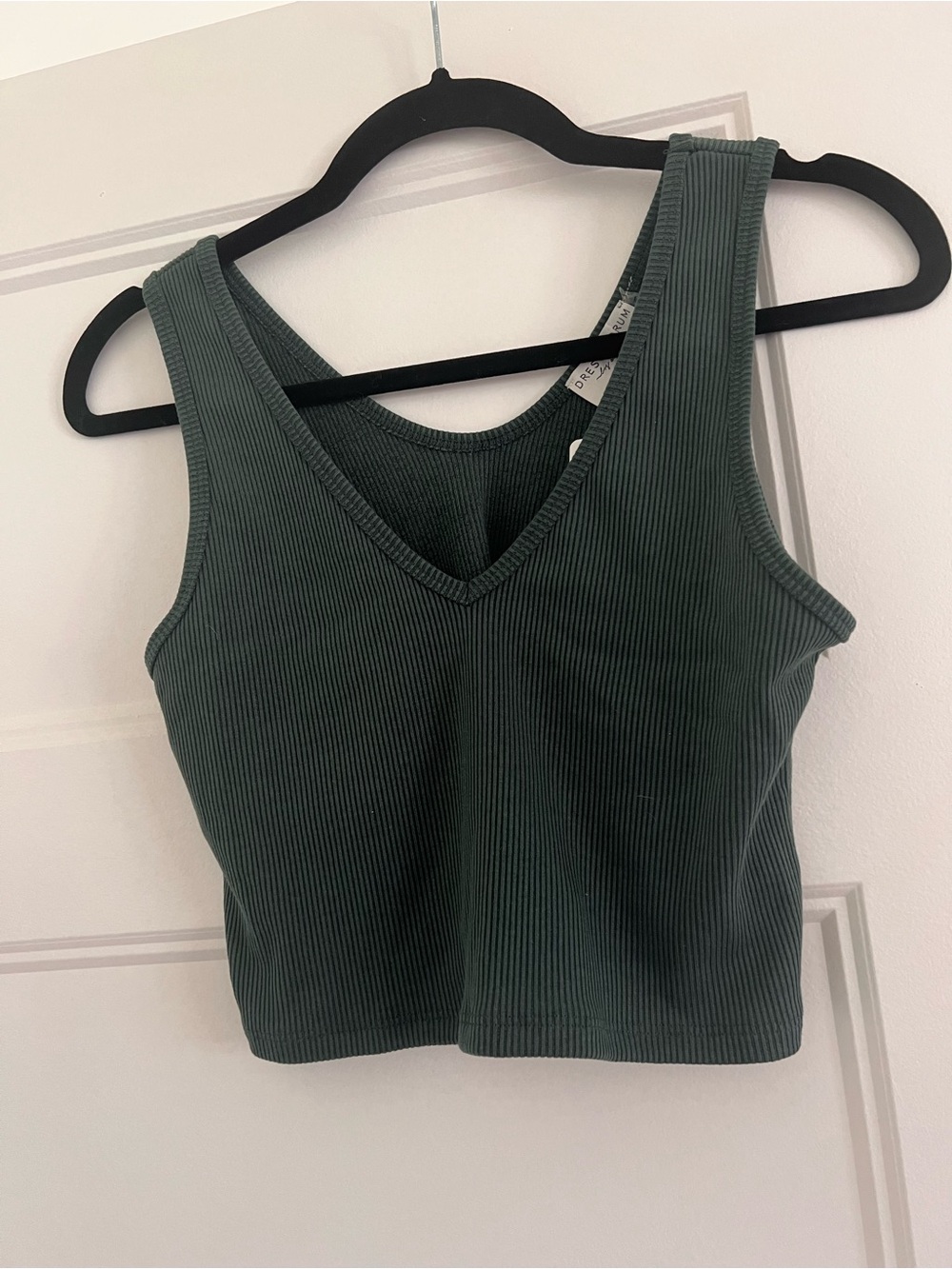 Dress Forum Ribbed V-Neck Tank Top - Olive Green